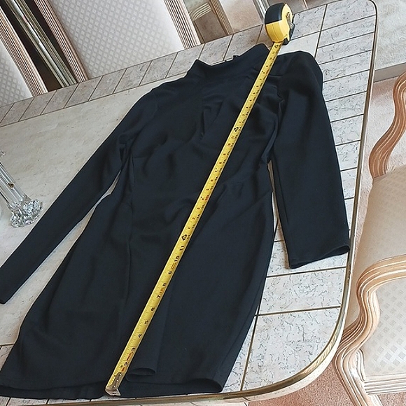 Vintage- BEBE black "ponte" dress. Sz LG,,mesh design sides and front. NEW - Picture 12 of 16